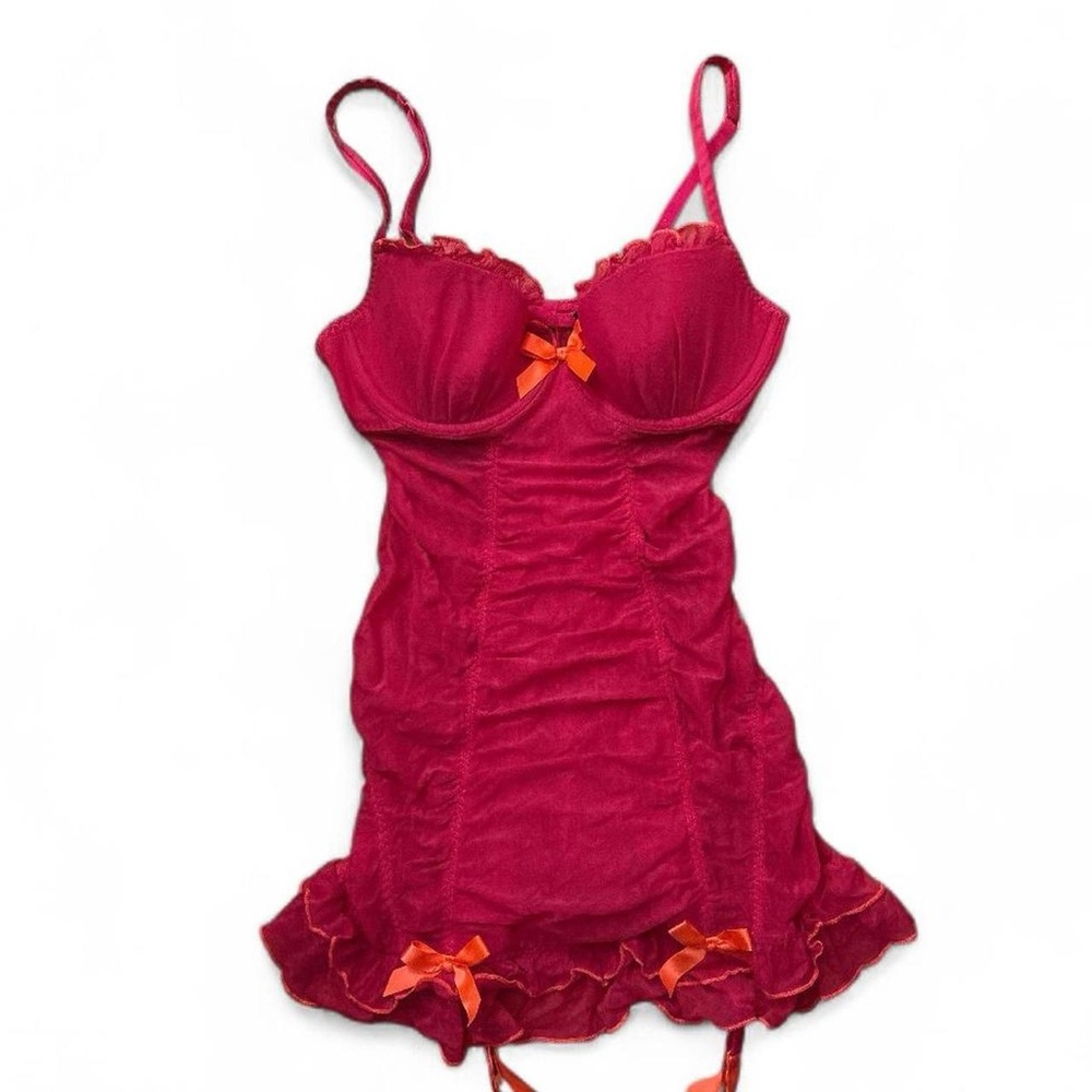 Victoria Secret "Sexy Little Things" line Hot Pink & Orange Bows Lingerie Top